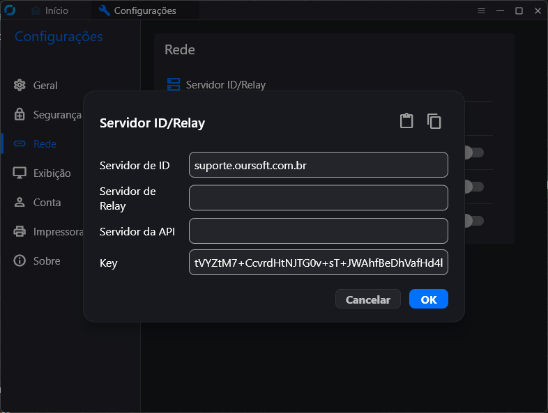 Exemplo de configuração